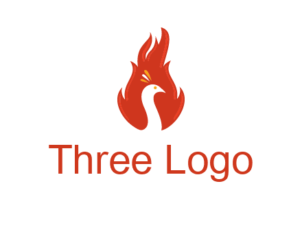 abstract peacock in fire flames icon