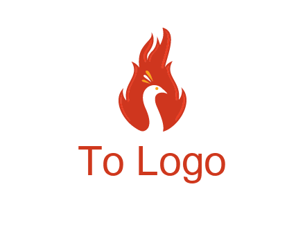 abstract peacock in fire flames icon
