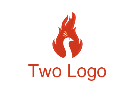 abstract peacock in fire flames icon