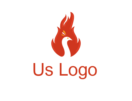 abstract peacock in fire flames icon