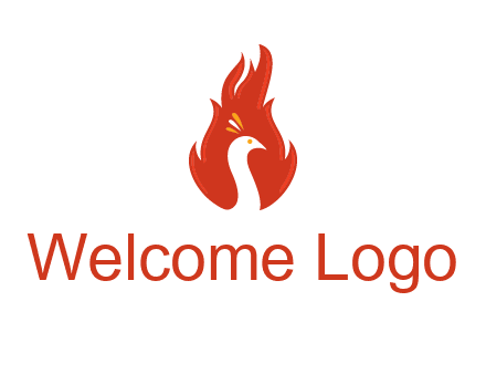 abstract peacock in fire flames icon