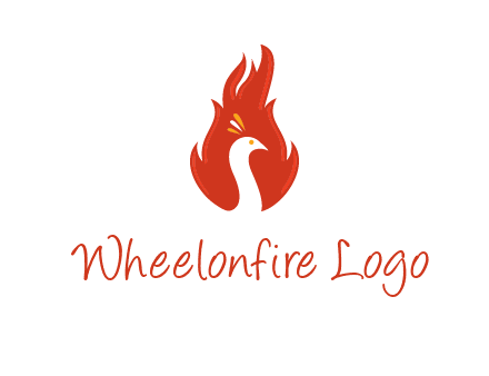 abstract peacock in fire flames icon