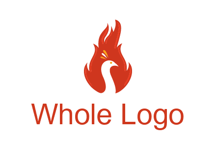 abstract peacock in fire flames icon