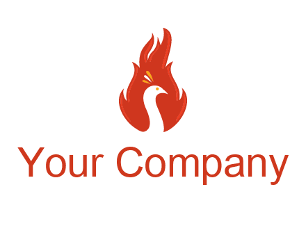 abstract peacock in fire flames icon