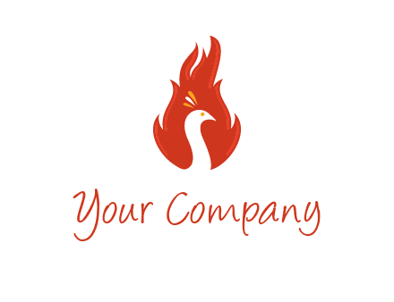 abstract peacock in fire flames icon