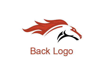abstract horse combine with fire flames logo