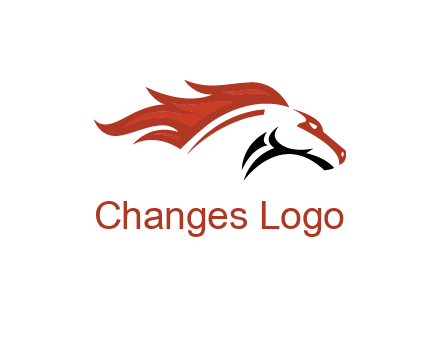 abstract horse combine with fire flames logo