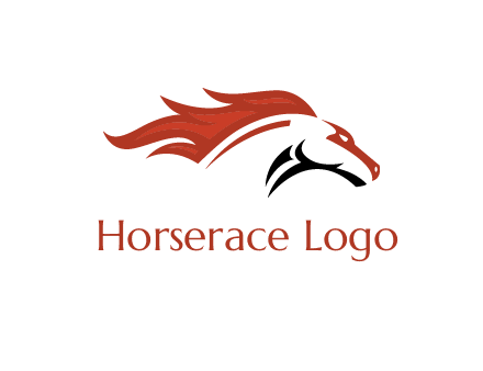 abstract horse combine with fire flames logo