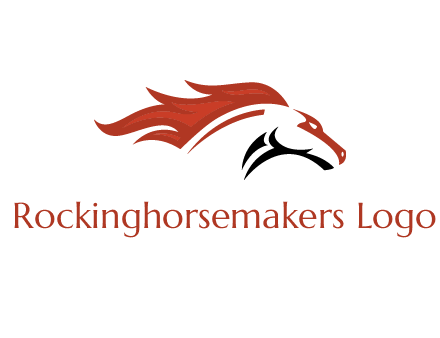 abstract horse combine with fire flames logo
