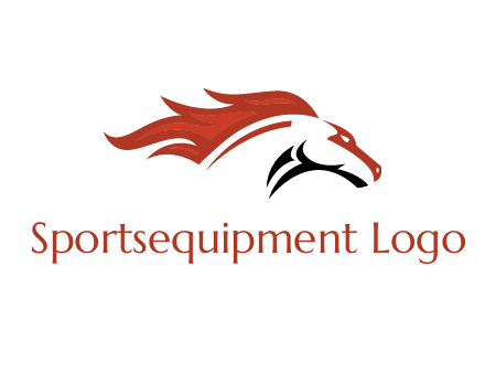 abstract horse combine with fire flames logo
