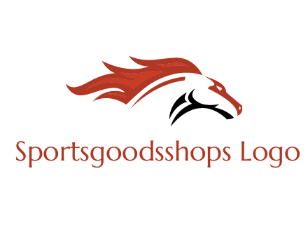 abstract horse combine with fire flames logo