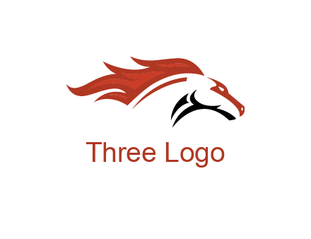 abstract horse combine with fire flames logo
