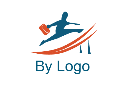 man with briefcase taking a leap