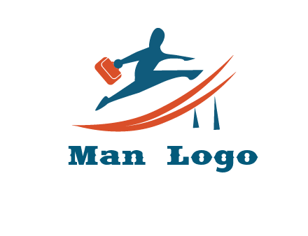 man with briefcase taking a leap