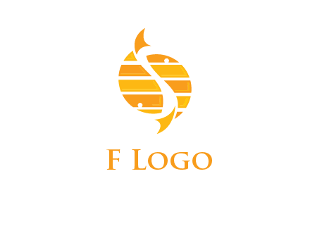two abstract fishes create circle logo