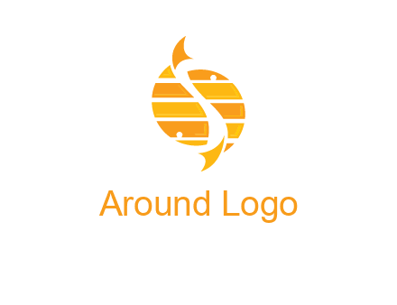 two abstract fishes create circle logo