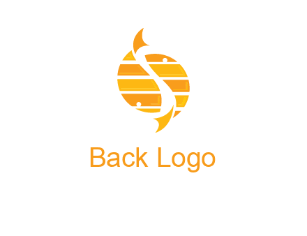 two abstract fishes create circle logo