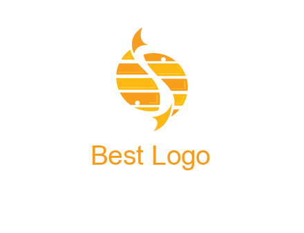 two abstract fishes create circle logo