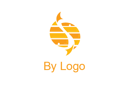 two abstract fishes create circle logo