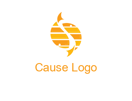 two abstract fishes create circle logo