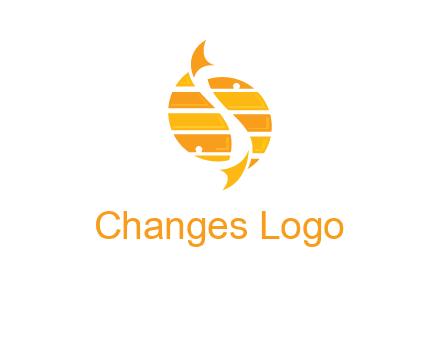 two abstract fishes create circle logo