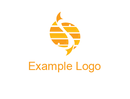 two abstract fishes create circle logo
