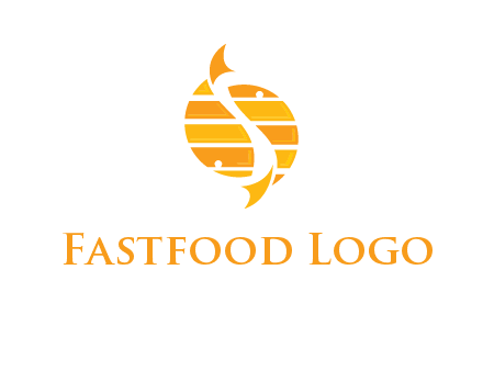 two abstract fishes create circle logo