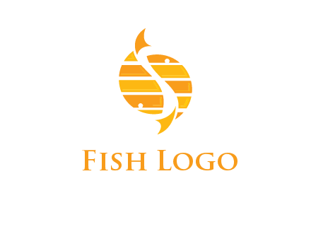 two abstract fishes create circle logo