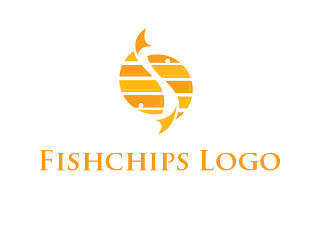 two abstract fishes create circle logo