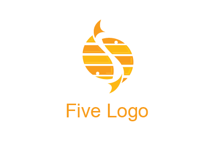 two abstract fishes create circle logo