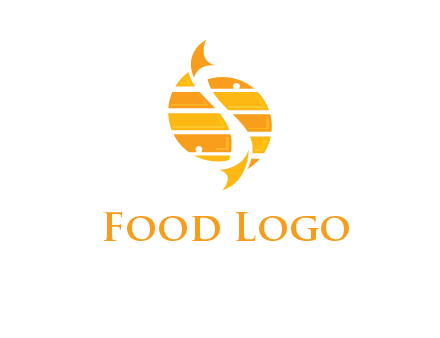 two abstract fishes create circle logo