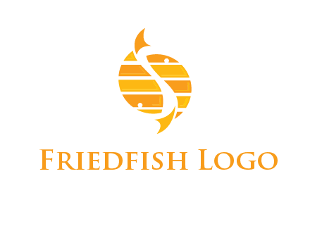 two abstract fishes create circle logo