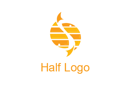 two abstract fishes create circle logo
