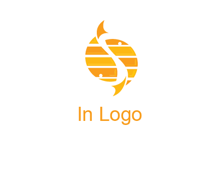 two abstract fishes create circle logo