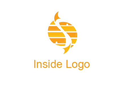two abstract fishes create circle logo