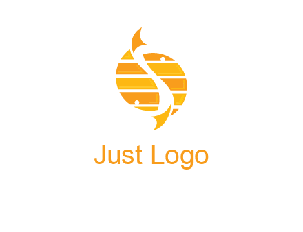 two abstract fishes create circle logo