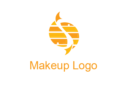 two abstract fishes create circle logo