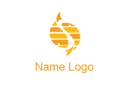 two abstract fishes create circle logo