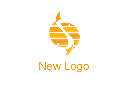 two abstract fishes create circle logo