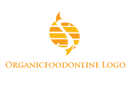 two abstract fishes create circle logo