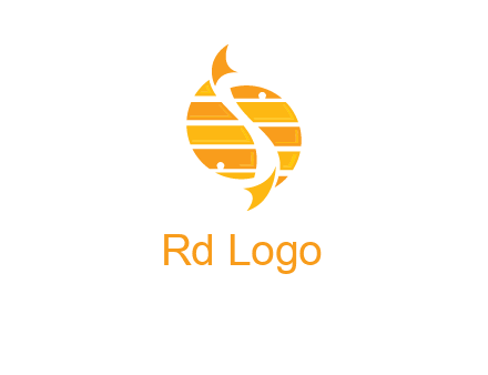 two abstract fishes create circle logo