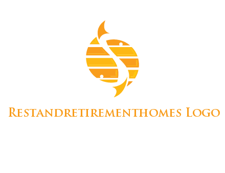 two abstract fishes create circle logo