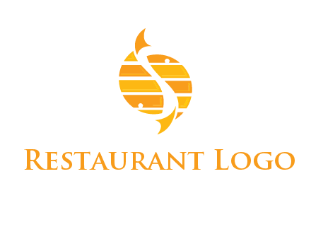 two abstract fishes create circle logo