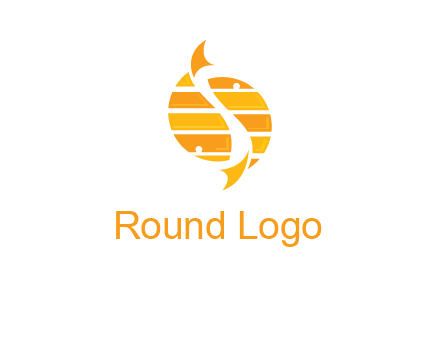 two abstract fishes create circle logo