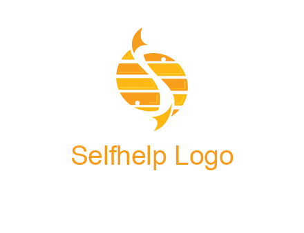 two abstract fishes create circle logo