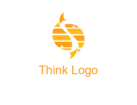 two abstract fishes create circle logo