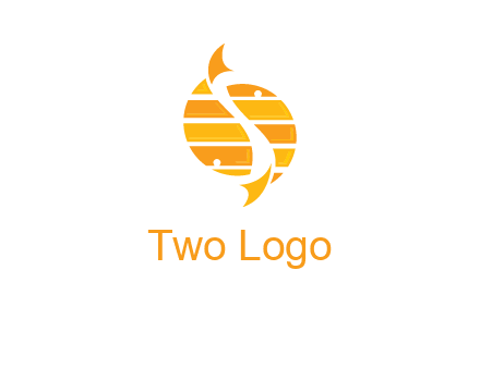 two abstract fishes create circle logo