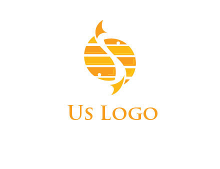 two abstract fishes create circle logo