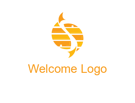 two abstract fishes create circle logo