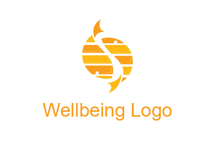 two abstract fishes create circle logo